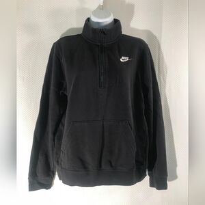 Nike Sportswear Club Fleece Half-Zip Pullover Sweatshirt Black Size M